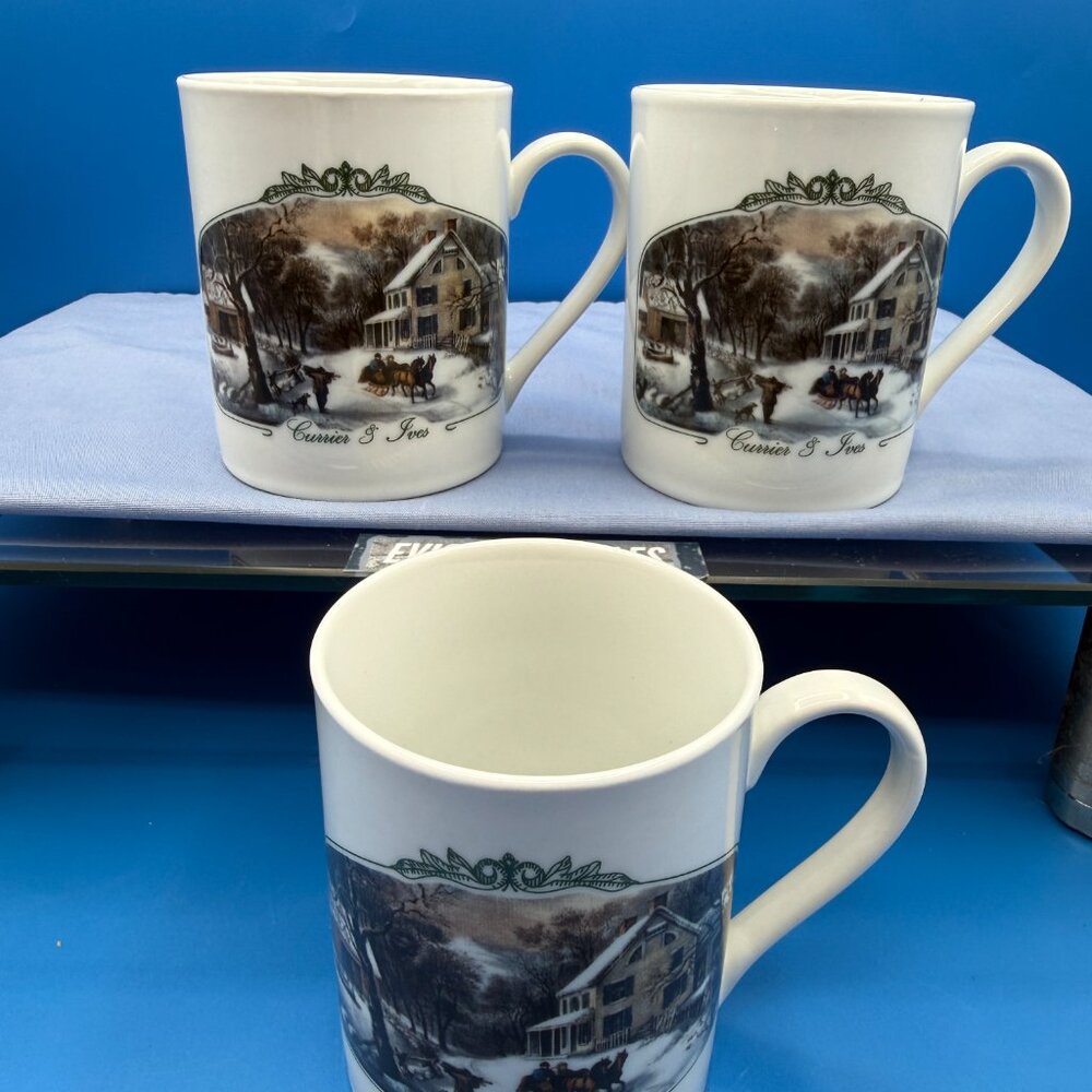 Vintage Currier and Ives Coffee Mugs – Museum of the City of New York Set of 3